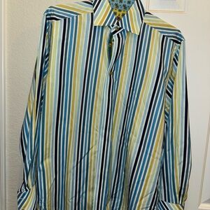 Robert Graham Blue and Yellow Striped shirt
